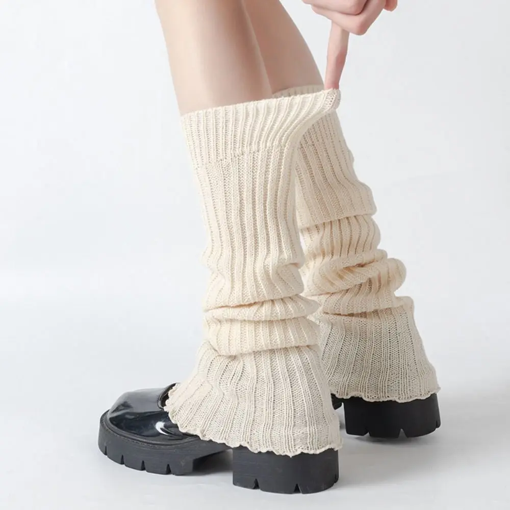 

Solid Color Lolita Leg Warmers Crochet Pattern Warm Foot Cover Crochet Socks Thickened Middle Tube Socks Casual Outfit