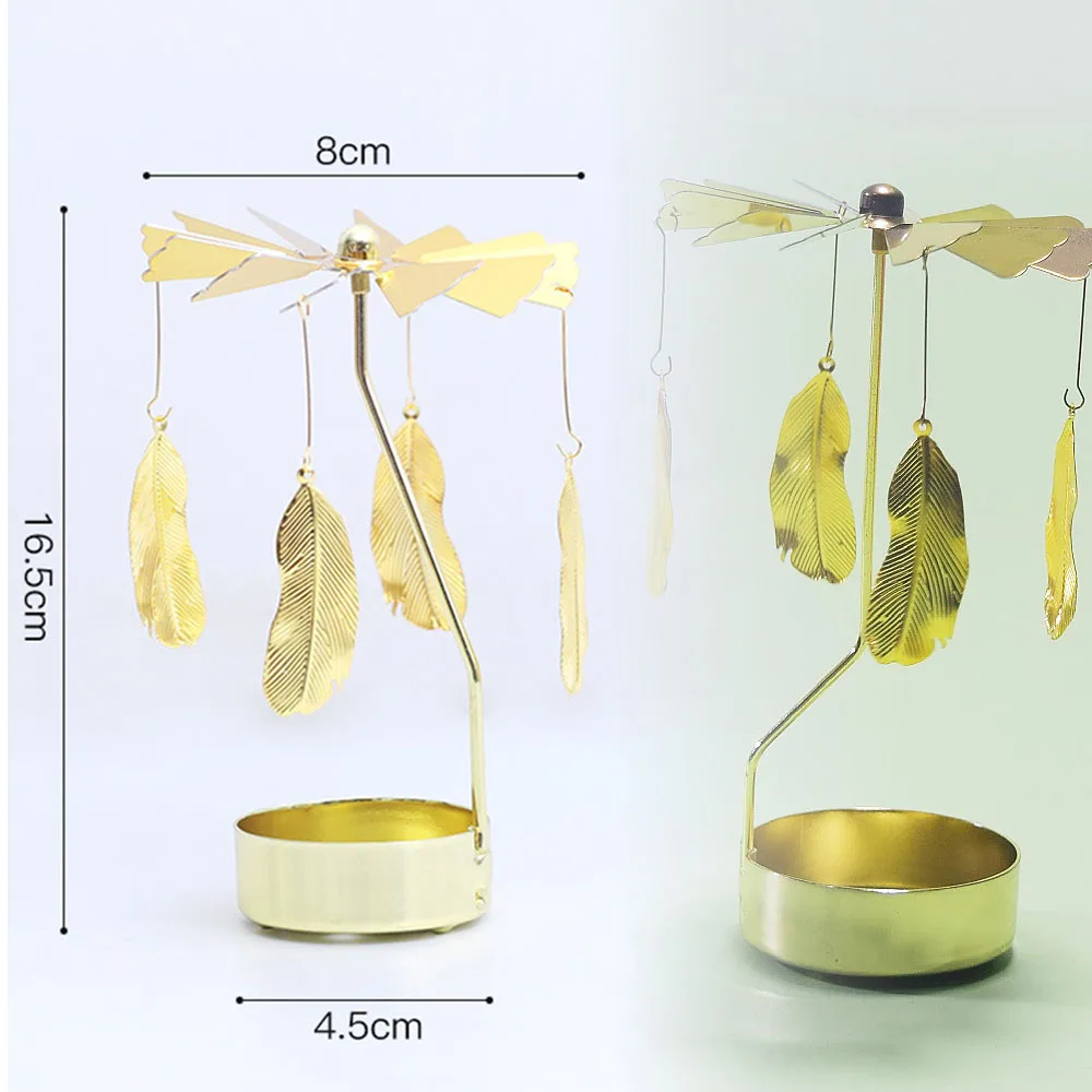 Picture 7: Gold Rotating Candle Holder Christmas Decor Metal Spinning Tealight Carousel DIY for Wedding Party Table Centerpiece Decoration