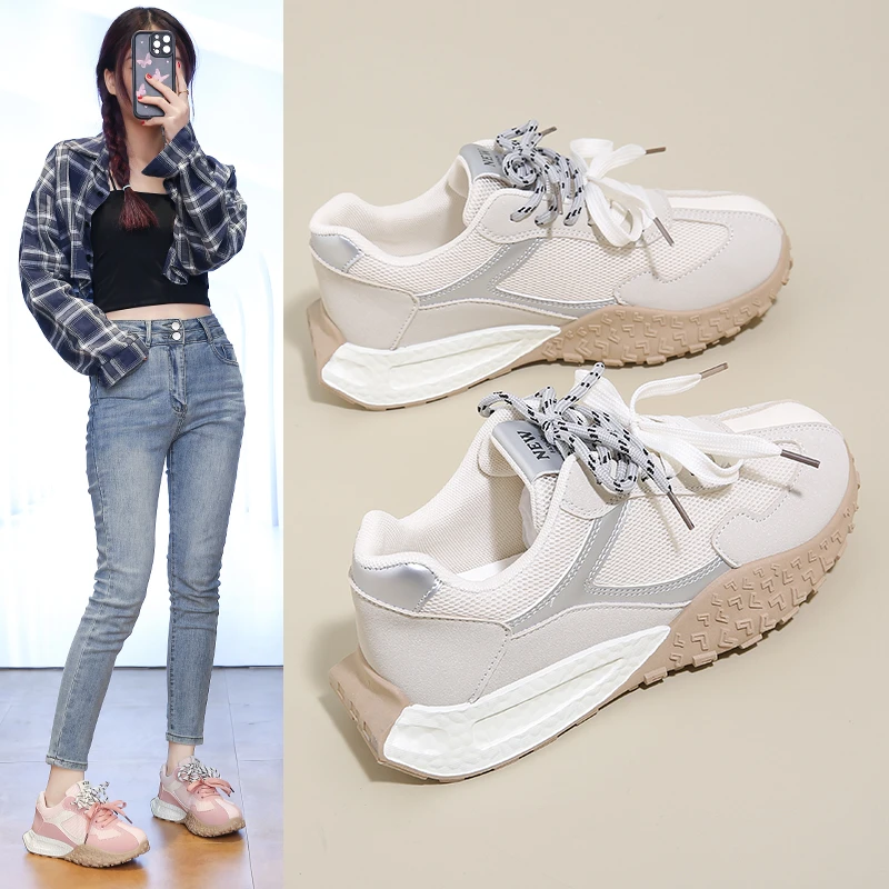 أحذية رياضية كاجوال جديدة للربيع والخريف خفيفة الوزن قابلة للتنفس ومثيرة وبسيطة ومتعددة الاستخدامات ومريحة للنساء