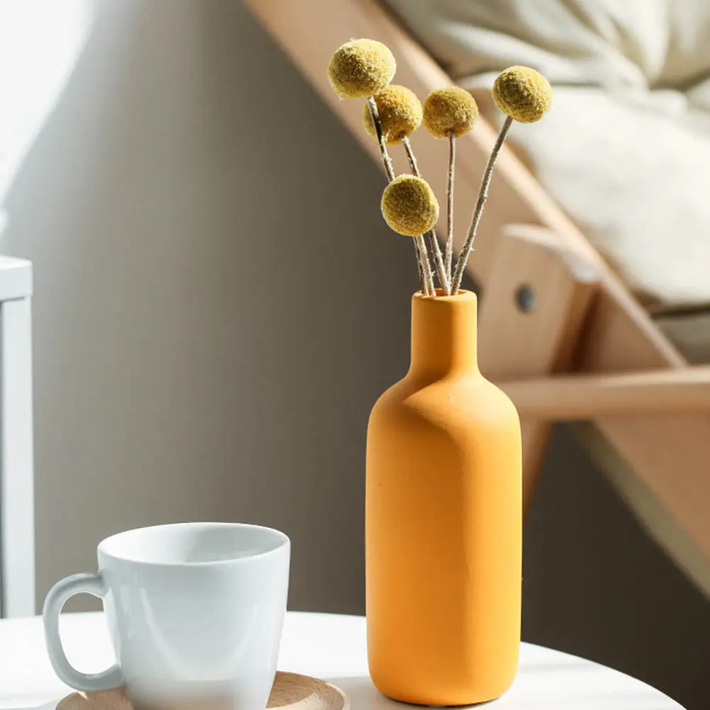 

1Pcs Ceramic Flower Vase Fashion Simple Design Dried Flower Holder Compact Home Vase Ornament Table Centerpiece