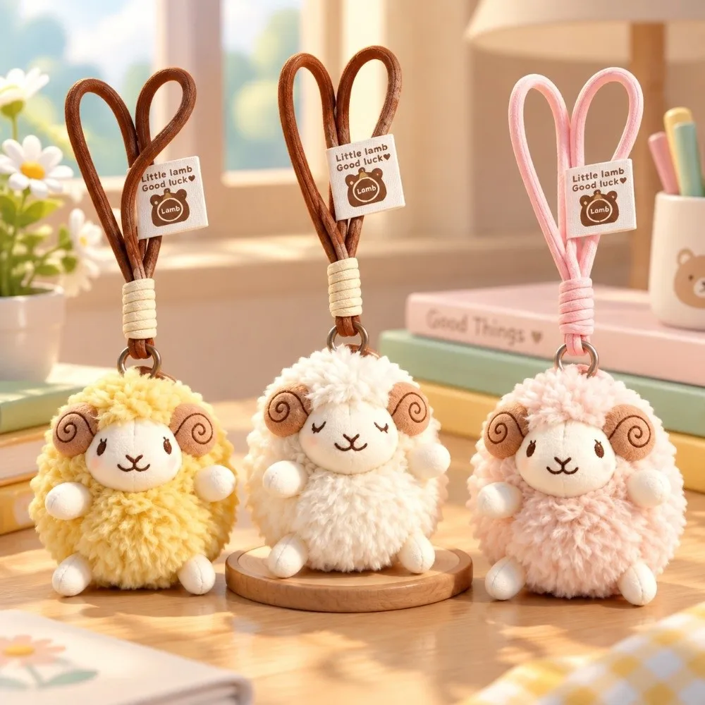 Schlüsselanhänger Weicher Flauschiger Plüsch-Schaf-Schlüsselanhänger Mini-Hängeanhänger Neujahrs-Schaf-Puppe Dekoration Lamm-Ornamente Taschendekor – Detail 8