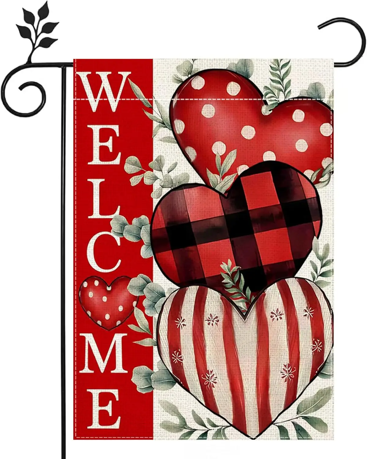 Valentines Day Garden Flag Hearts Garden Flag 12x18 Inch Double Sided Welcome Spring Flags，for Outside House Front Door Gard AAS