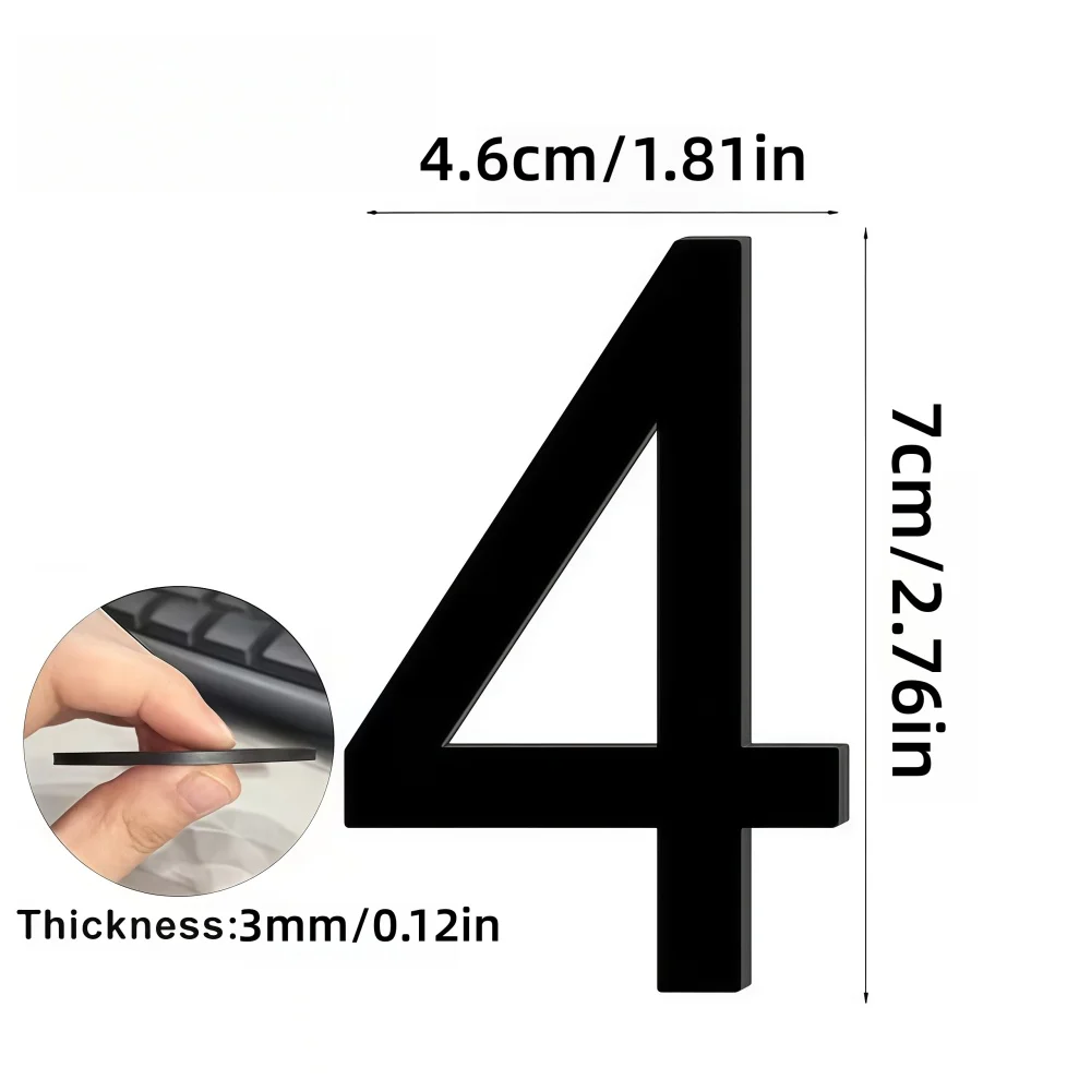 1pc 3d Digits House Number Self Adhesive Door Plate Sign Sticker  Gold/Black Digital For Office Hotel Apartment Home Decor ﻿ view 2