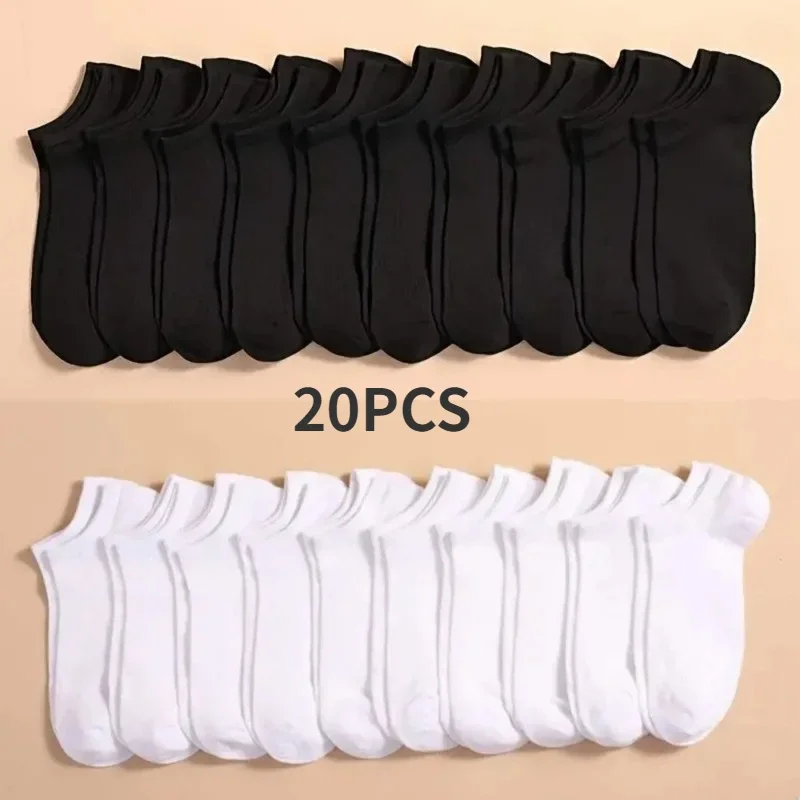 10 or 20pairs Unisex Casual Plain Color Boat Socks Thin Breathable Comfy Anti-odor Low Cut Ankle Socks for Men Women Lightweight