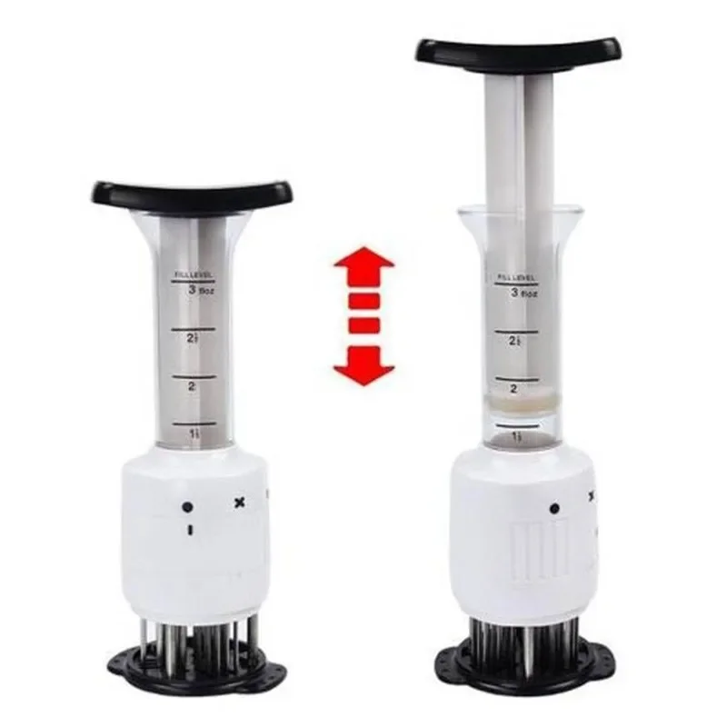 2 In 1 Professional Meat Tenderizer Marinade Injector Barbecue Meat Steak Beef Sauce Stainless Steel Needle Kitchen Cooking Tool