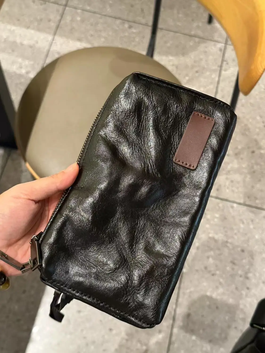 

Кожаный клатч из винтажной мягкой кожи для мужчин, деловая повседневная сумка из натуральной кожи с молнией, водонепроницаемый чехол для телефона