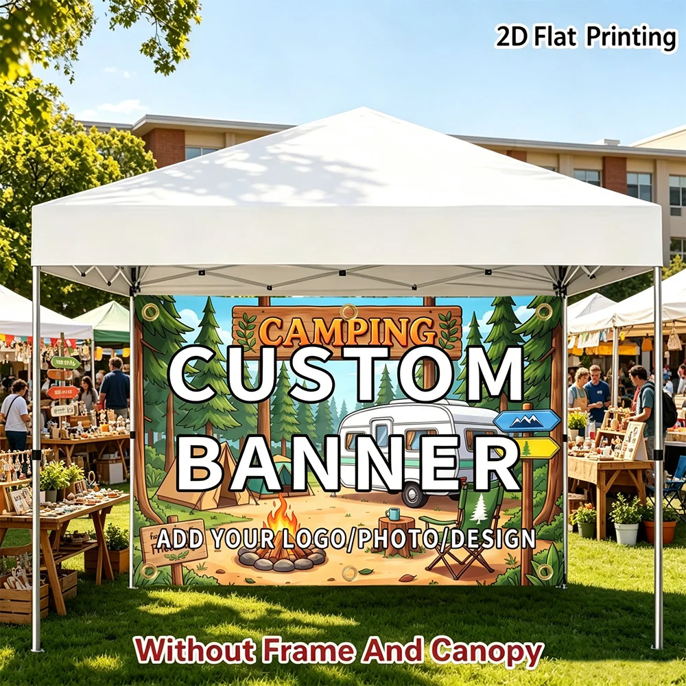 1pc 2D Printed Custom Sidewall Sun Shelter, DIY Design Custom Banner, 4 Seasons Sunshade & Privacy Protection, Ideal for Camping