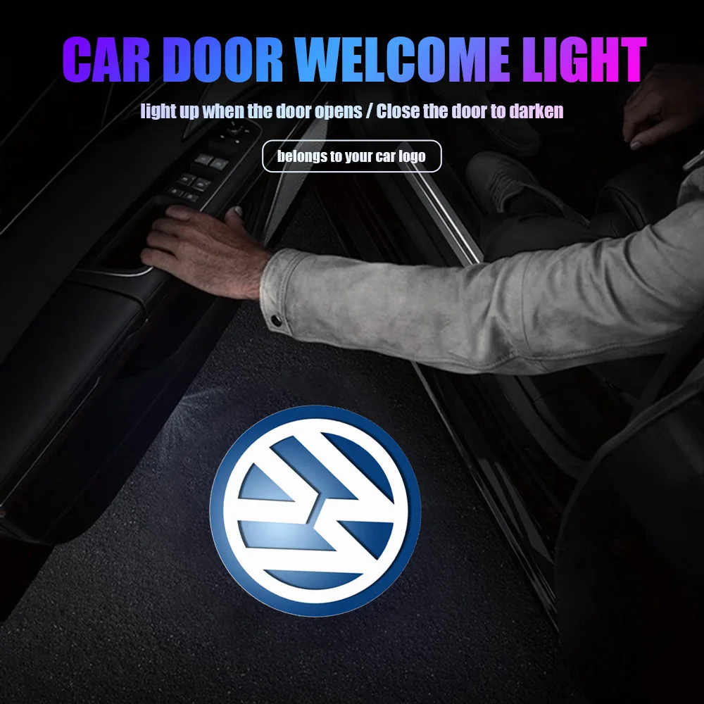 1/2PCS Car Door Welcome Lights Projector Lamp Auto Accessories for Volkswagen VW Golf 5 6 Jetta Polo Caddy GTI Bora MK7 Passat