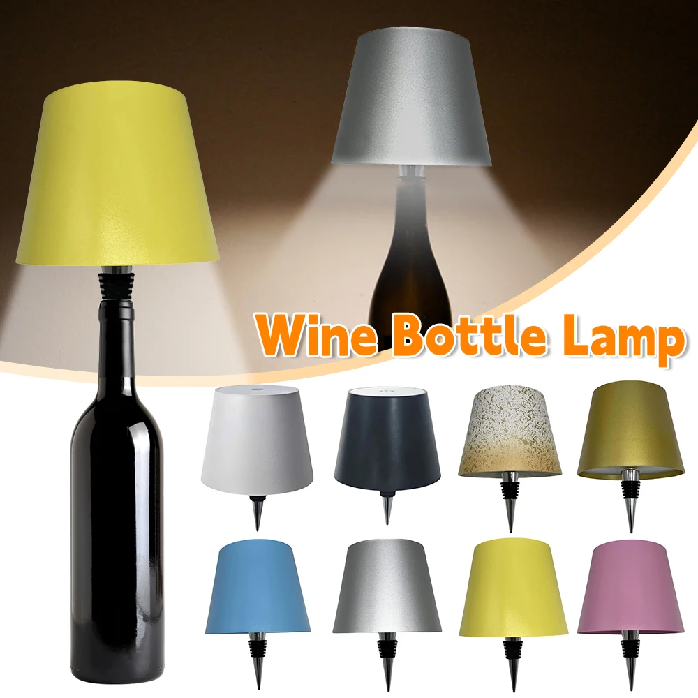 Wireless Wine Bottle Lamp Rechargeable LED Touch Table Lamp Dimming Atmosphere Desk Lamp Bedroom Night Light Christmas Gifts