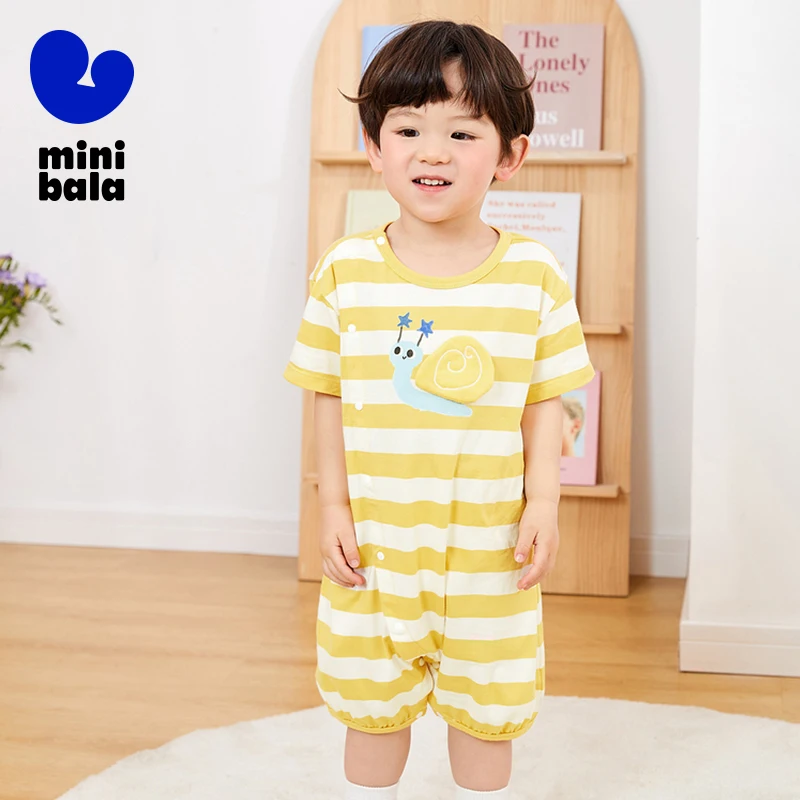 Mini Bala Suit Boys Girls Baby Onesie 2024 Summer New Unisex Children Pure Cotton Moisture-Wicking Quick-Dry Crawling Suit