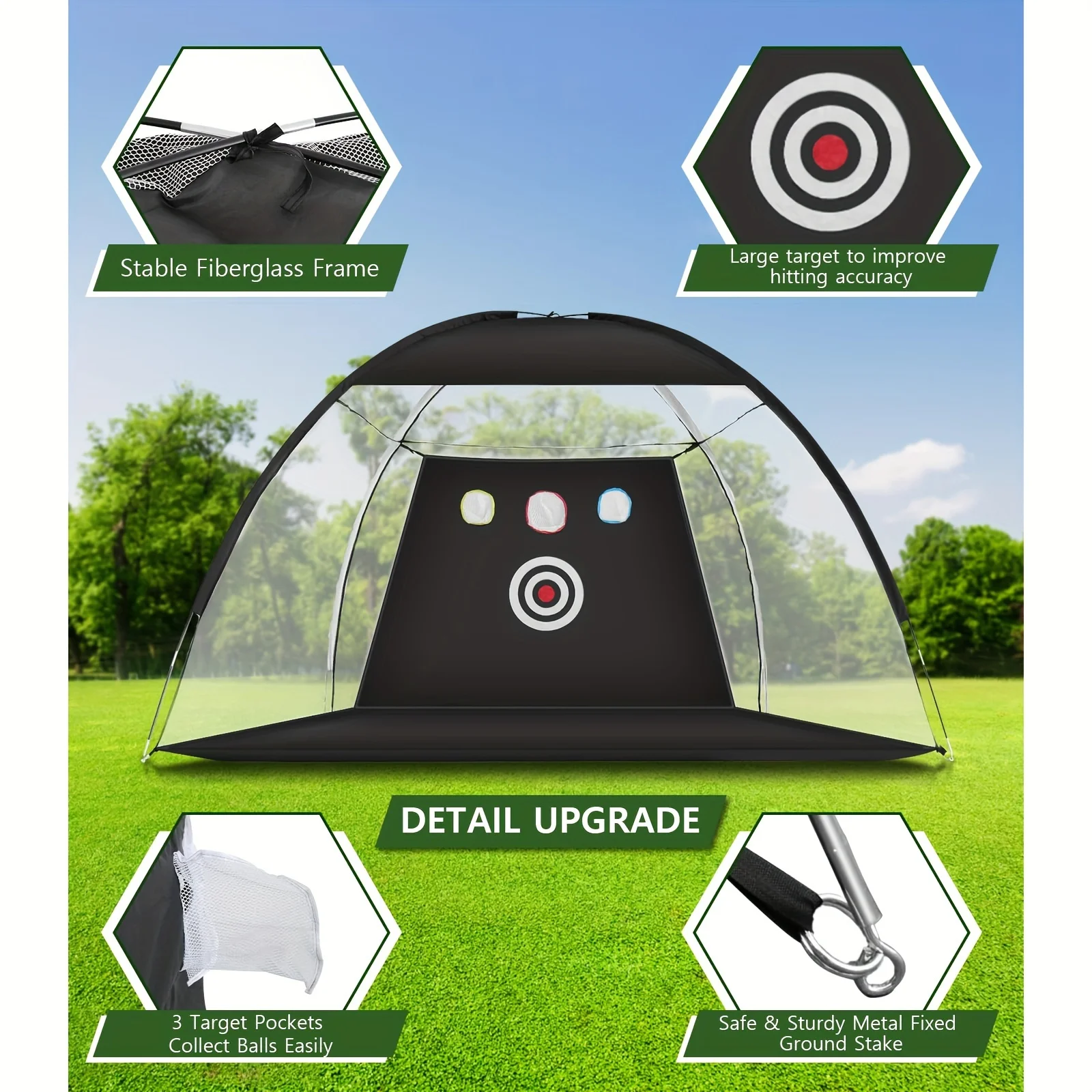 Golf Practice Net for Backyard Driving Chipping Home Golf Swing Training with Target /1 Golf Mat / 5 Golf Balls / 1 Golf Tee/Bag