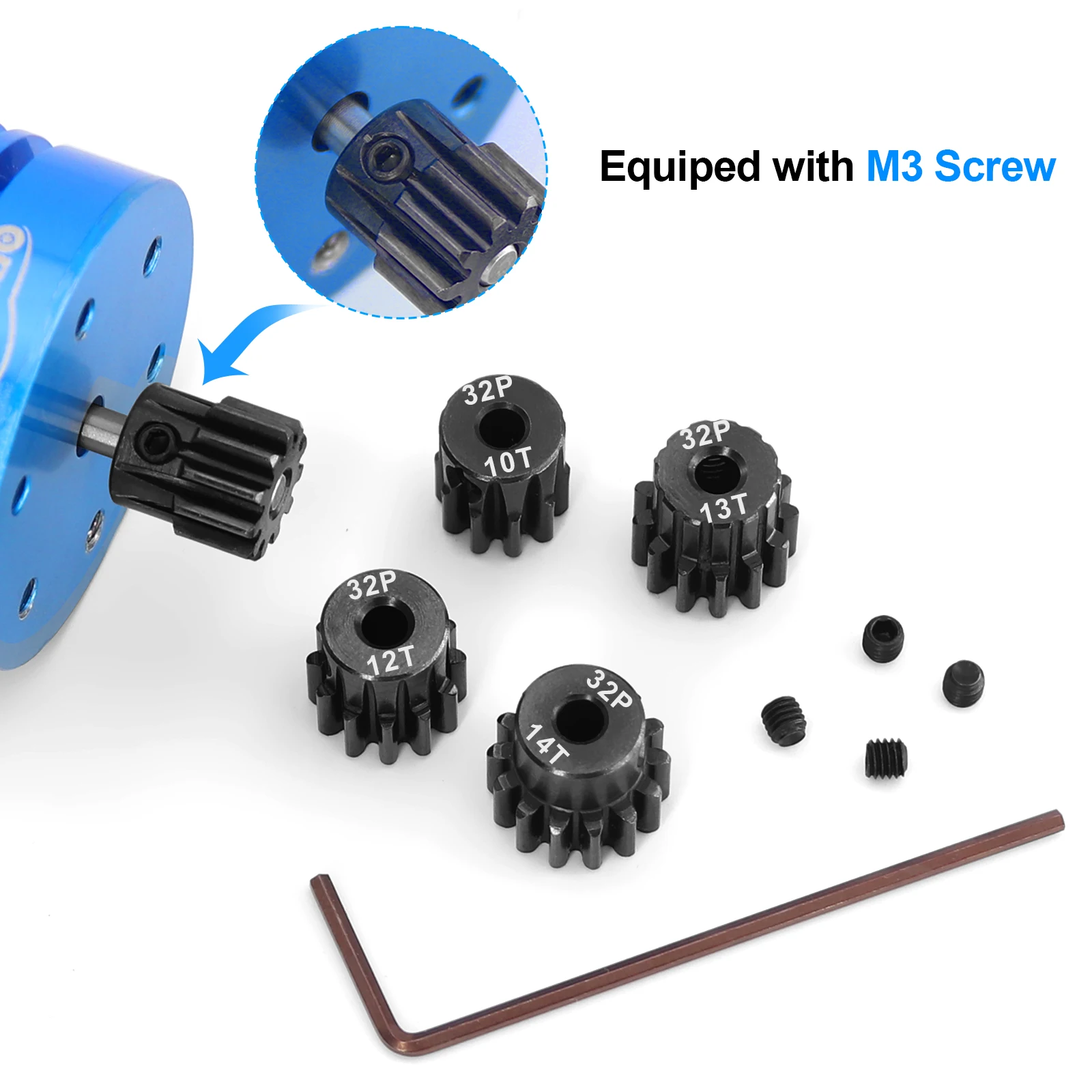 5 قطعة الصلب تصلب 32P ترس 10T 11T 12T 13T 14T 3.175 مللي متر رمح ل Traxxas Arrma HSP HPI محوري تاميا Losi 1/10 RC سيارة