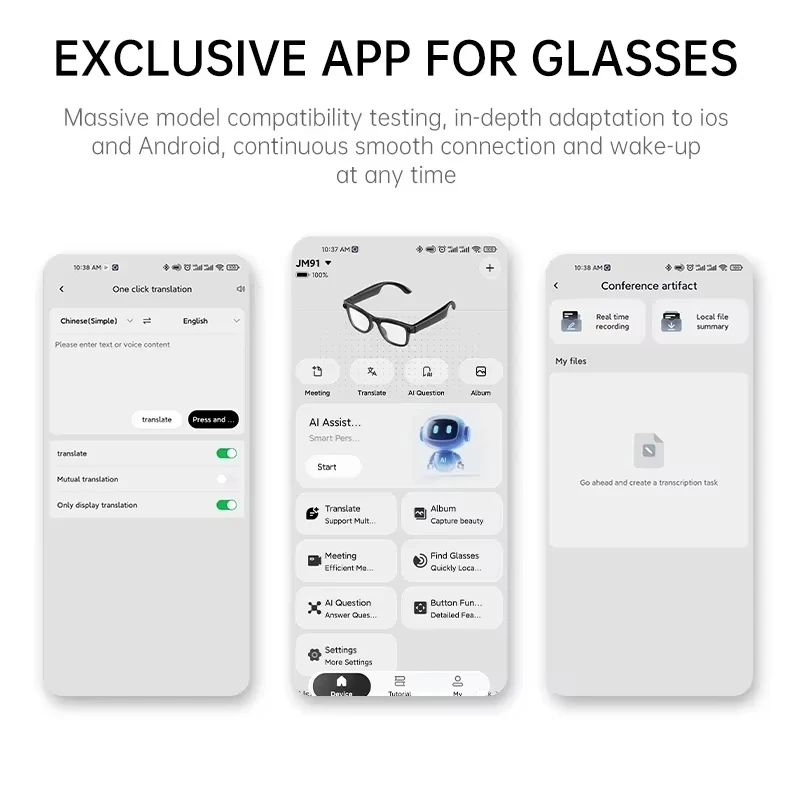 Lenovo AI Record Smart-Brille 2400W HD-Kamera Bluetooth KI-Sprachübersetzungsbrille Anruf-Sprachassistent Smart Lunettes – Detail 6