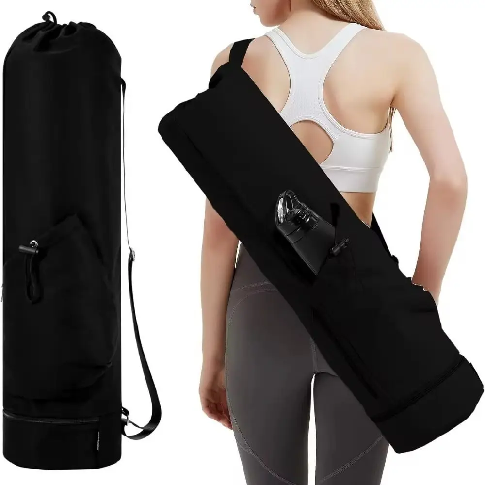 Yoga Backpack Large Capacity Yoga Mat Bag Adjustable Shoulder Straps Waterproof Breathable Sports Bag Portable Black Fitness