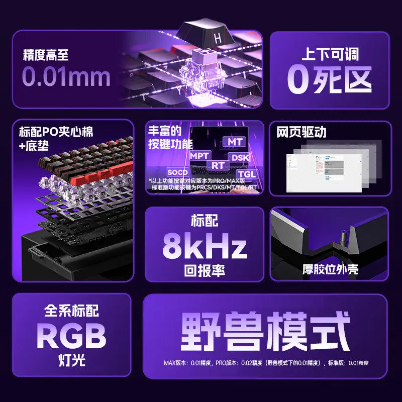 AULA WIN60 HE Magnetic Keyboard 21 Keys Butterfly Keycaps Wired 8K Return RGB Hotswap Customized E-sports Gaming Keyboard