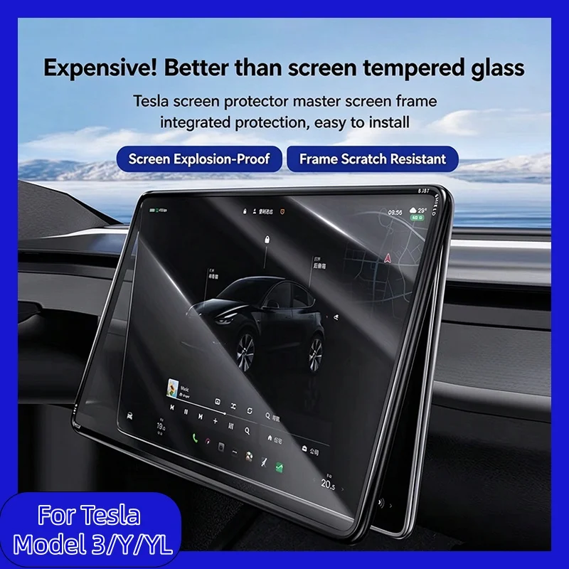 New Tempered Glass Case Cover for Screen Protector For Tesla Model 3 Y YL Accessories 2025 2026 Juniper Highland Protection