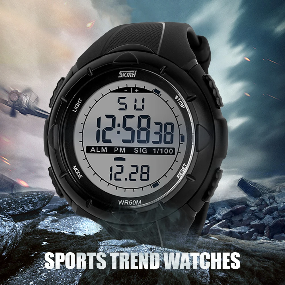 50M Waterproof Stopwatch Alarm Electronic Watch with LED Backlight Men Alarm Sports Wrist Watch Wrist Watch For Men Student Gift