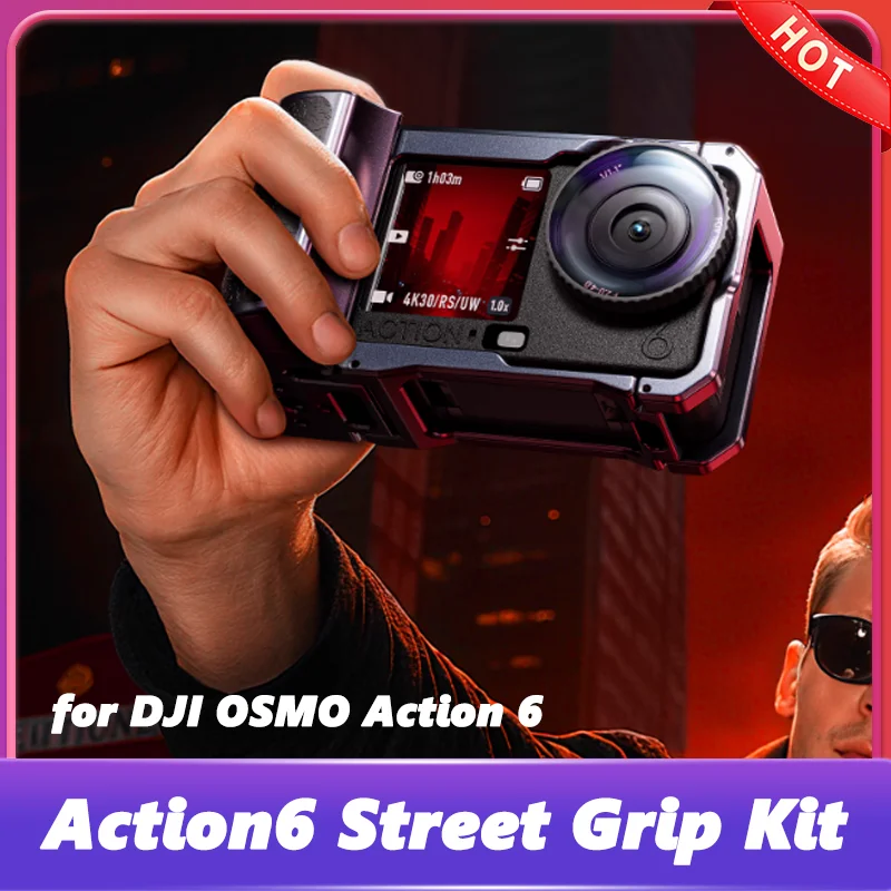 

Action6 Street Grip Kit for DJI OSMO Action 6 Alalloy Camera Handle Grip Aid with Shutter Button Action Camera Accessories