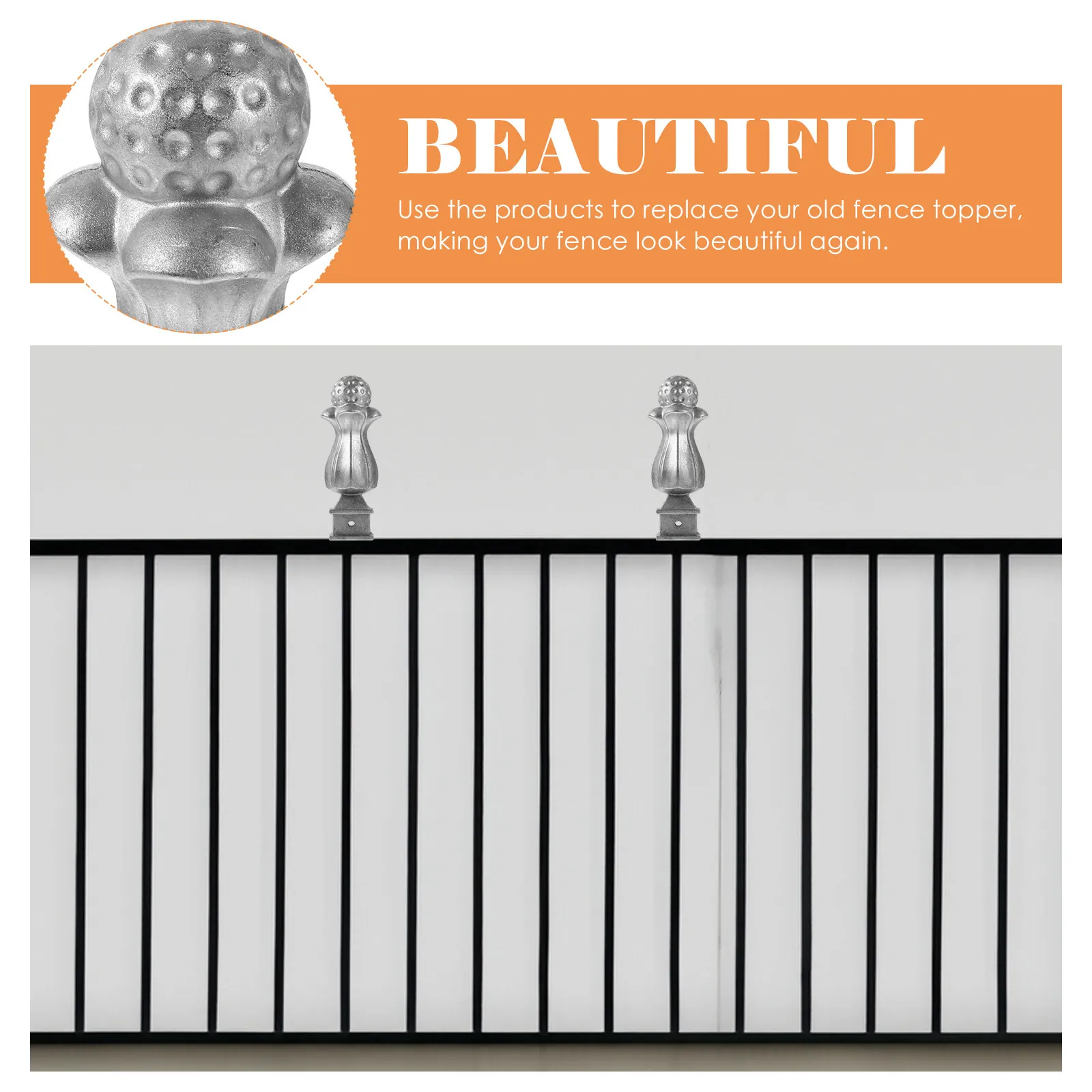 2Pcs Aluminum Alloy Fence Finials Replacement Toppers for Outdoor Fence Railing Guardrail Garden Yard Lawn Decorative Post Tops