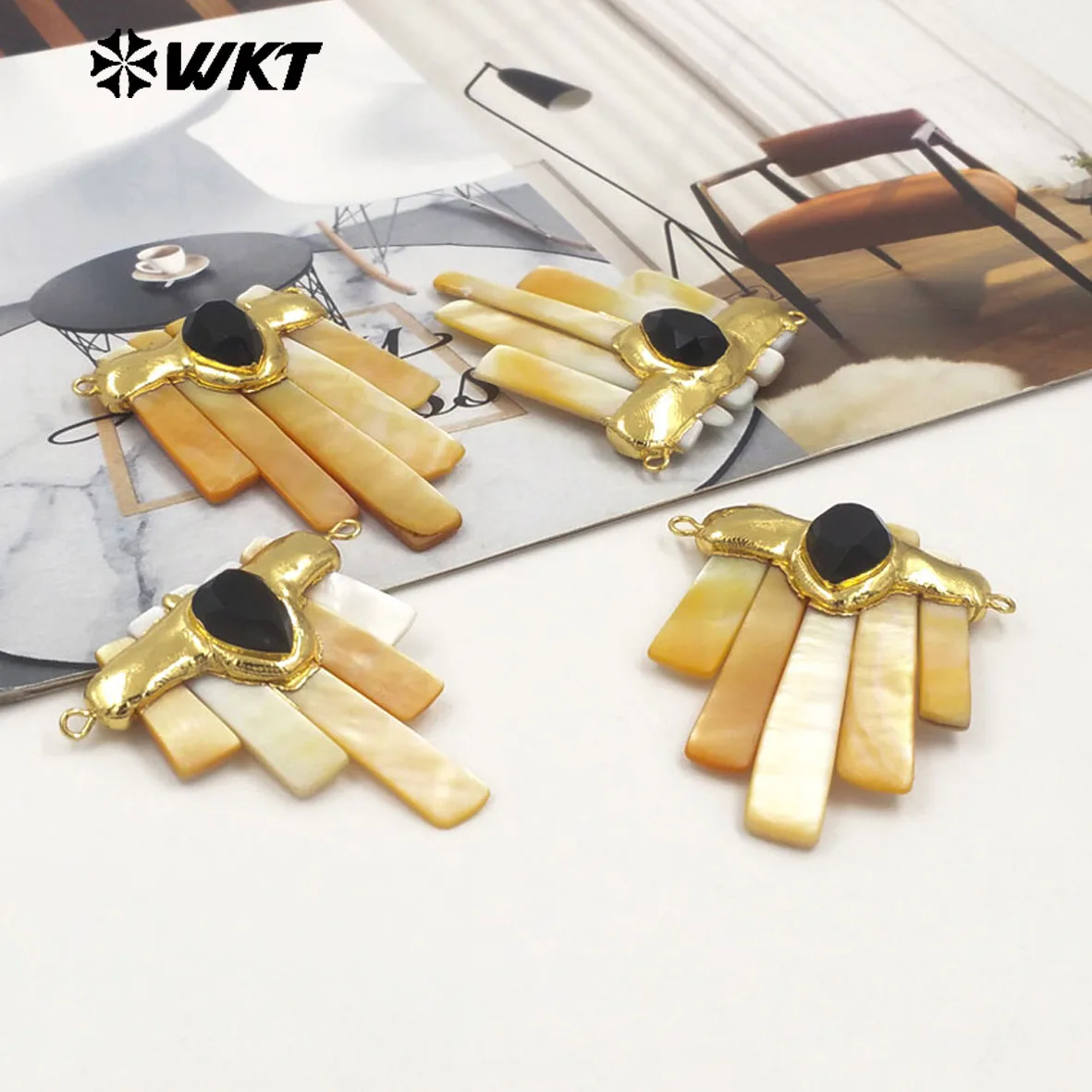 

WT-JP412 Versatile Popular Natural Shell Special Irregular Shape Pendant With 18k Real Gold Plated Handmade For Women Daily ACC