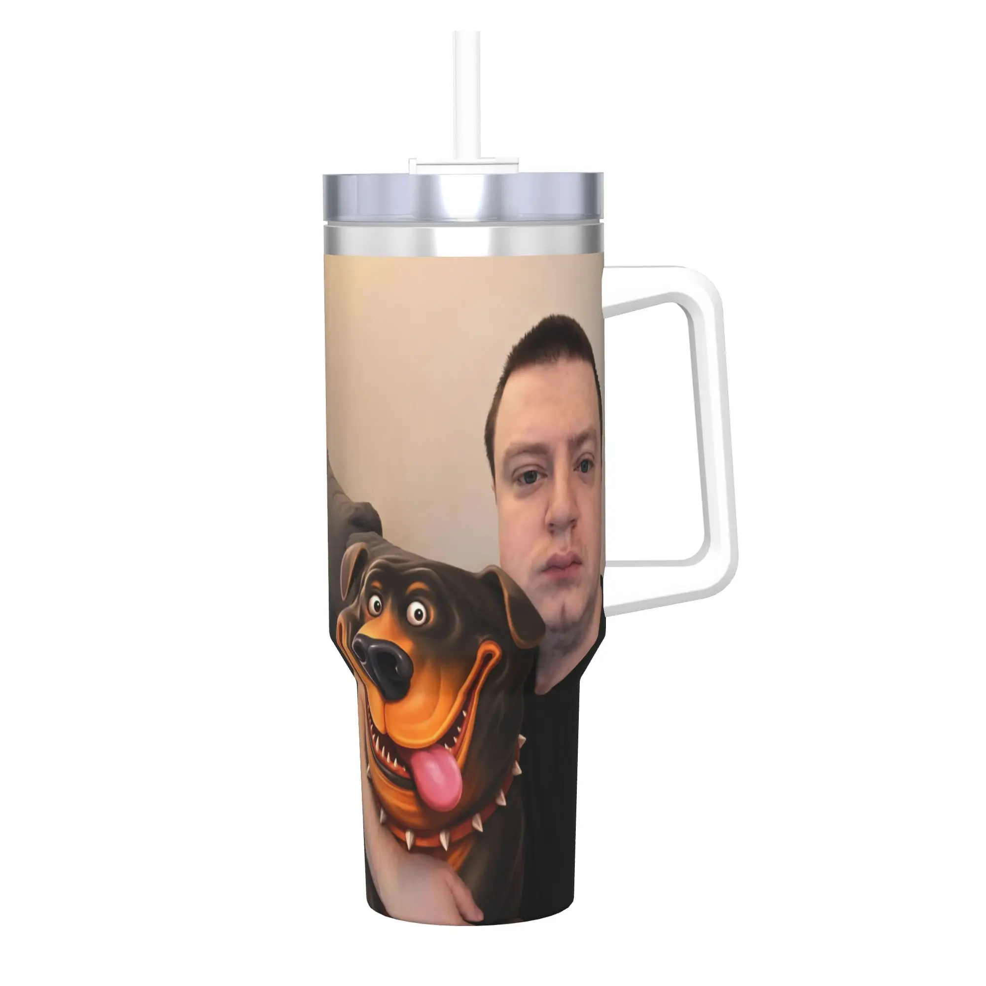 Funny Mellstroy Tumbler With Straw  Stainless Steel Travel Mugs Double Wall Vacuum Insulated for Cold Or Hot 40oz