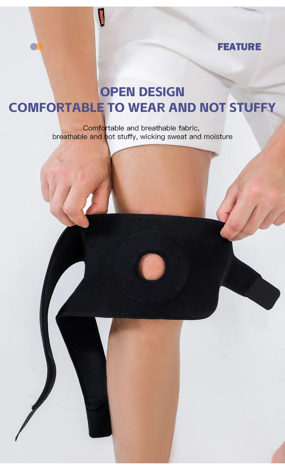 1/2PC Open Patella Knee Support Adjustable Knee Brace Breathable Knee Wrap for Men Women Outdoor Fitness Running