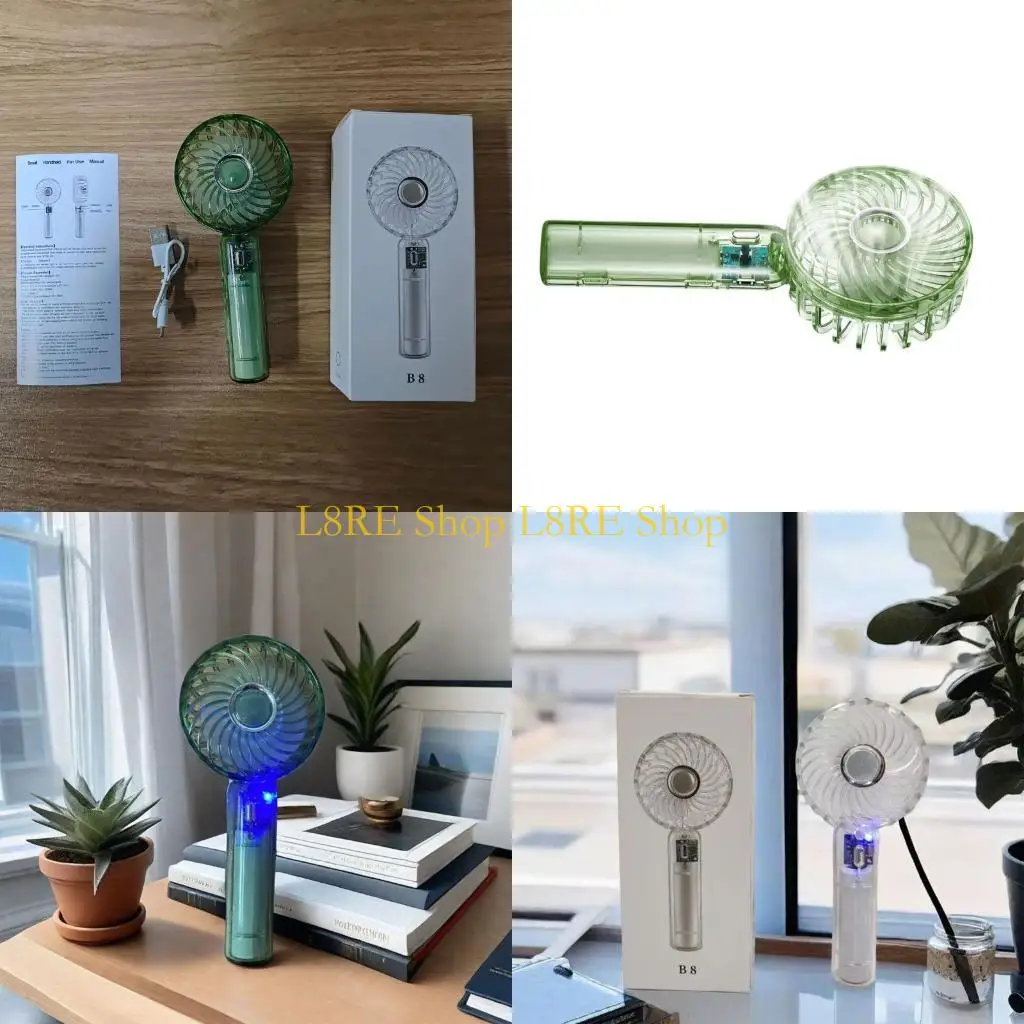 

L8RE Ручной вентилятор Портативный вентилятор Перезаряжаемый небольшой карманный вентилятор с 3-скоростным USB-вентилятором для