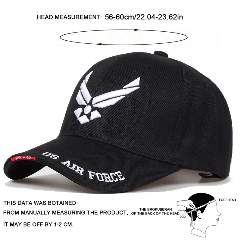 US Air Force V-Mark Embroidery Baseball Caps Spring and Autumn Outdoor Adjustable Casual Hats Sunscreen Hat