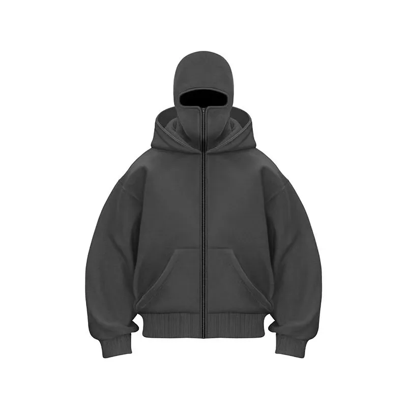 Balaclava Autumn/Winter Warm Fashion Personalized Hoodie Men\'s Soild Color Double layer Hoodie Sportswear 2025 New Edition