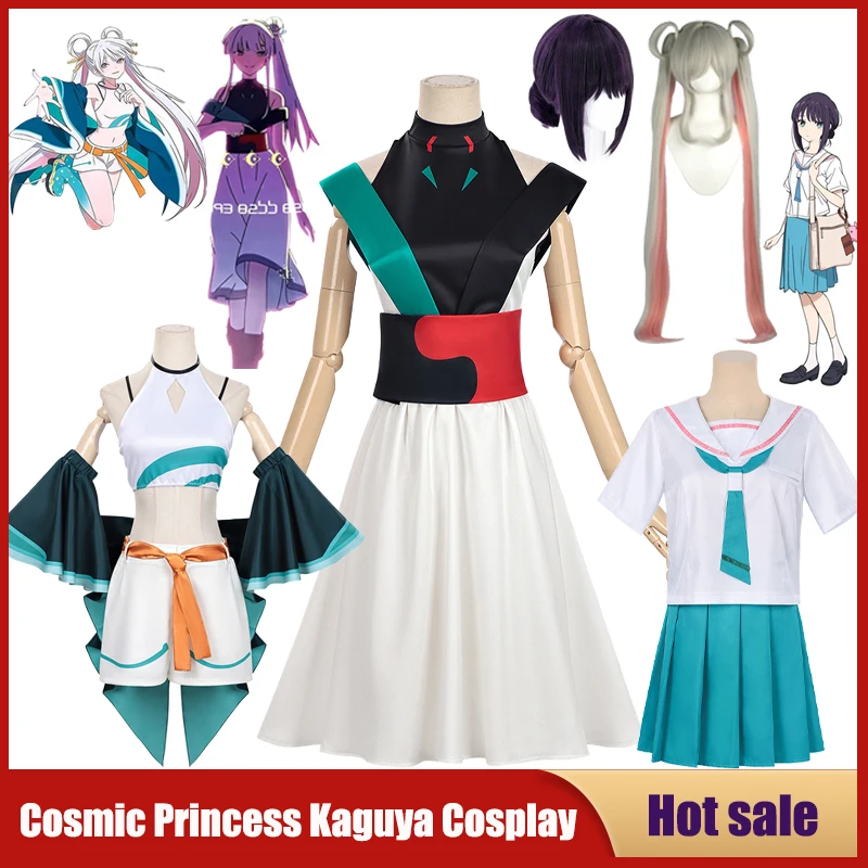 

Anime Cosmic Princess Kaguya Cosplay Costumes Tsukimi Yachiyo Stage Party Suit Sakayori Iroha White Blue School JK Skirt Uniform