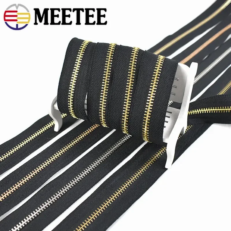 1/2/4Yards 3# 5# Metal Zippers By The Yards Sewing Zipper for Bag Sports Coat Jacket Zips Repair Kit DIY Garment Accessories