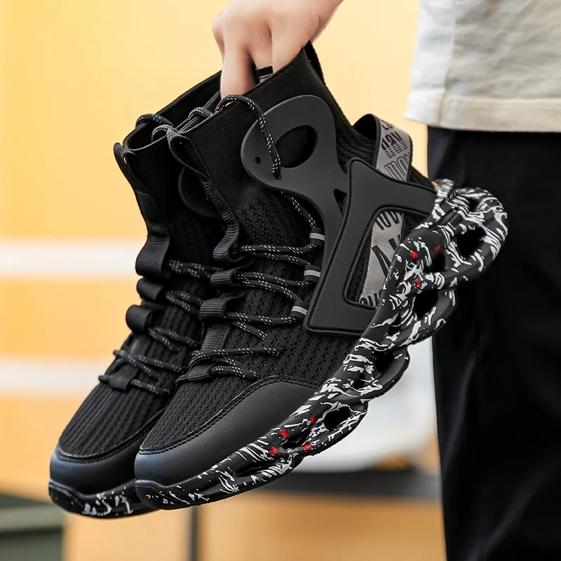 

Mens Running Shoes Big Size Soft Sole Cushioning Comfortable Walking Outdoor Casual Gym Jogging Shoes Mesh High-top Sneakers Man