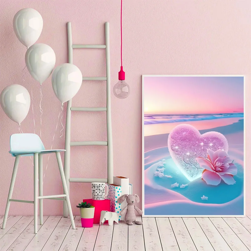 Evershine Diamond Mosaic Love Heart Stone New Arrival Embroidery Landscape Cross Stitch Flower Painting Seaside Handmade Gift