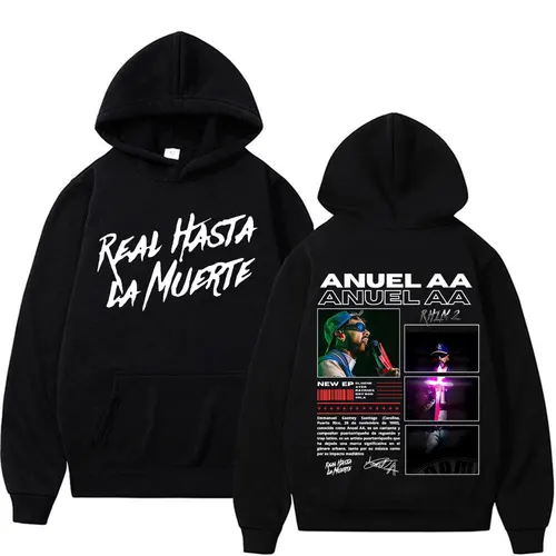 Imagen 2 del producto Sudaderas con capucha de rapero Anuel AA Real Hasta La Muerte para hombre y mujer, sudadera de estilo Retro de Hip Hop, jersey de moda Harajuku con capucha de gran tamaño
