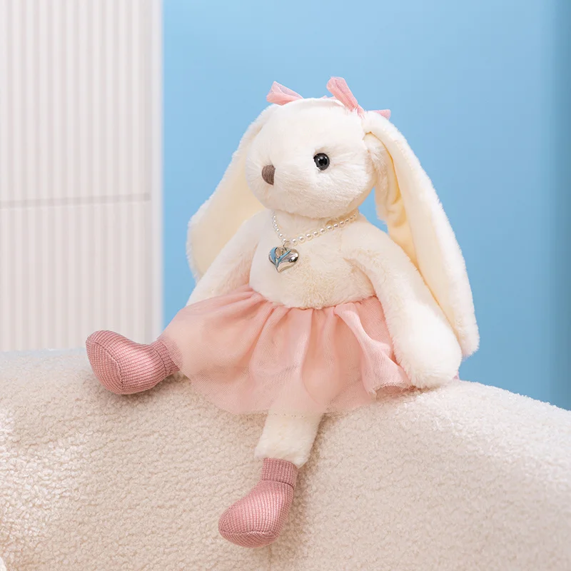 

Creative Cute Rabbit With Necklace Dress Up Lady Soft Stuffed Animal Kawaii Bunny Baby Accompany Doll Plush Toys for Girl Gifts