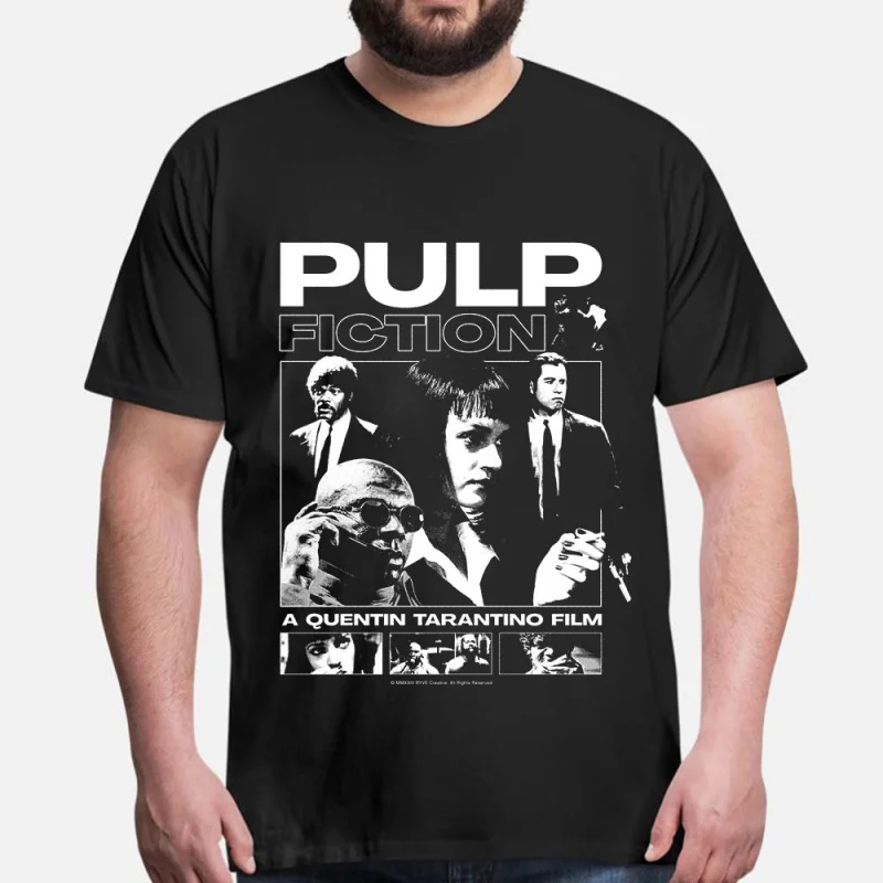 

0422 Retro movie Pulp Fiction Vintage Gift t shirt 100% cotton printed tee Crew Neck Short Sleeve Graphic clothes All size tops