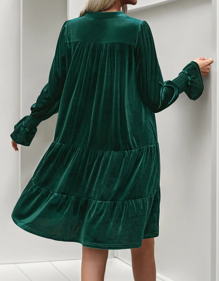 Why This Green Velvet A-Line Dress Is the Only Evening Wear I'll Ever Need  Again