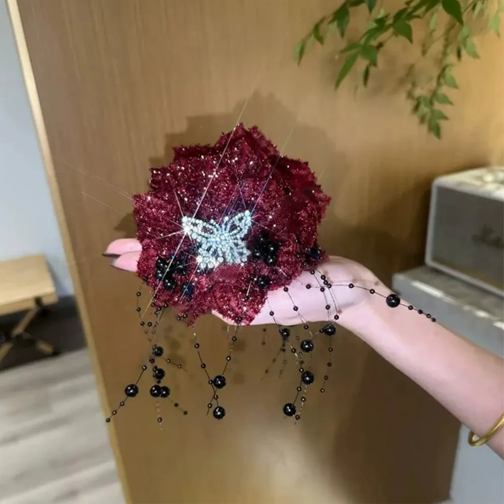 

New Flower Hair Clip Large Tassel Hairpin Grips Elegant Shark Clip for Girls