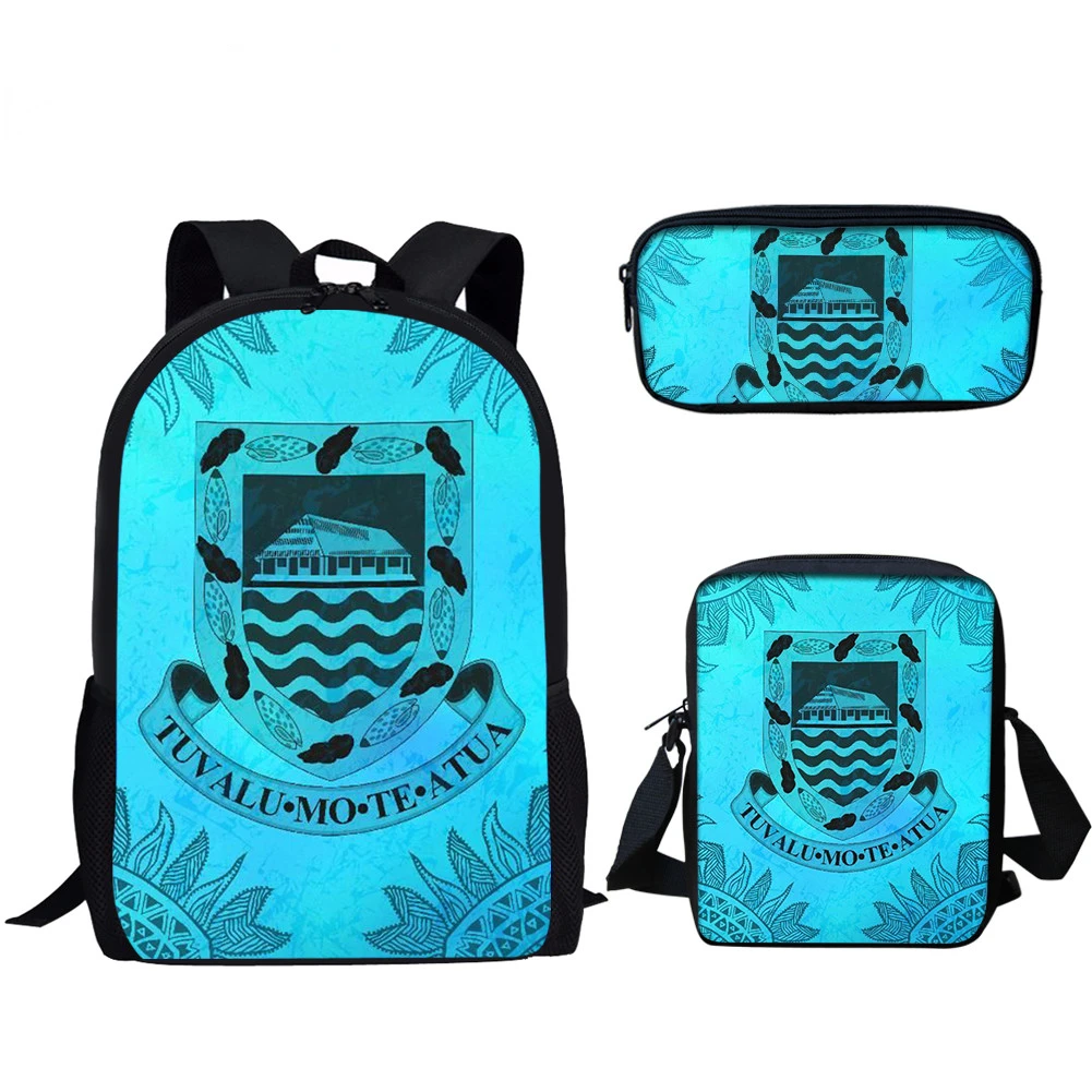 Novità di moda Blu Tribale Stampa 3D 3 pezzi / set Borse da scuola per alunni Zaino per laptop Zaino Borsa a tracolla inclinata Astuccio