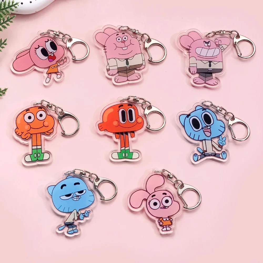 1/8Pcs Cartoon The Amazing World of Gumball Acrylic Keychain Backpack Pendant Bag Charms Accessories Decoration Holiday Gifts