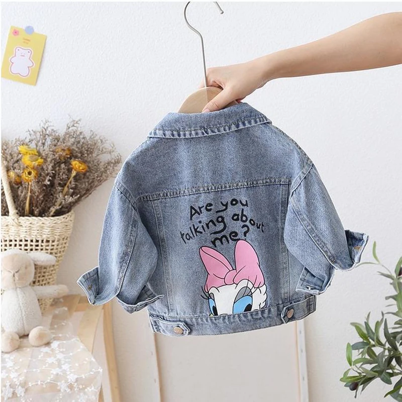 

2023 Fashion Cartoon Daisy Denim Jacket For Girls Coat Spring Autumn Children Outerwear Kids Casual Jackets Costume 2-7 Years