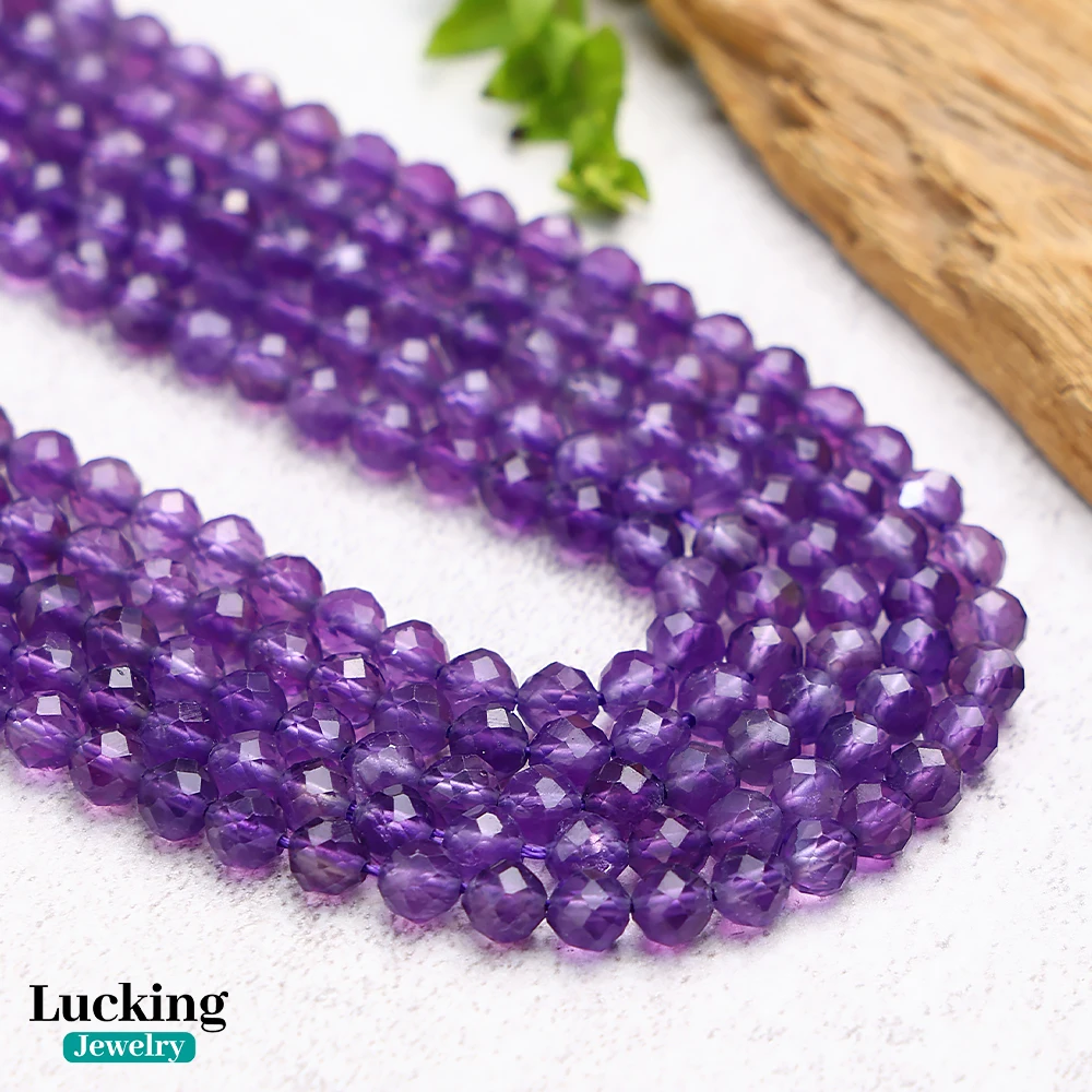 

100% Natural Clear Amethyst Faceted Beads For Jewelry Making Bracelet Necklace Accessories 15''