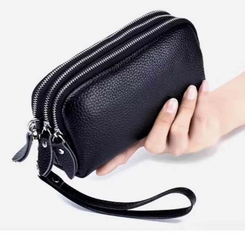 Leather wallet - Long style, fashionable Korean style, elegant, large capacity, multi-layered zipper handbag
