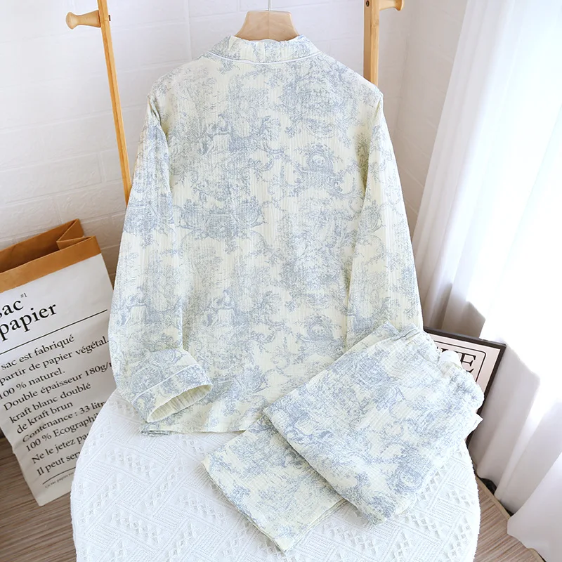 Pure Cotton Gauze Maternity Pajamas Breastfeeding Spring Autumn New Long Sleeve Loungewear Pyjama Nursing Clothes