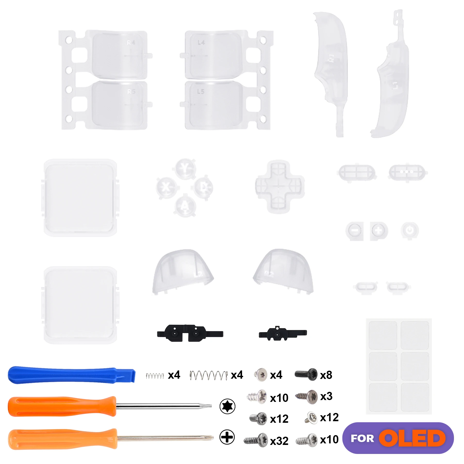 

eXtremeRate Replacement Full Set Buttons for Steam Deck OLED - Clear