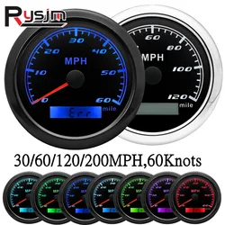 Custom Universal 85mm Speedometer 30/60/120/200km/h MPH Knots Speed Gauge Meter With 7 Color Backlight 9-32V For Car Truck Boat