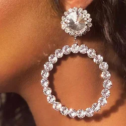 Stonefans Fashion Women Big Hoop Earrings for Party Jewelry Exaggerated Circle Drag Queen Crystal Earring Accessories
