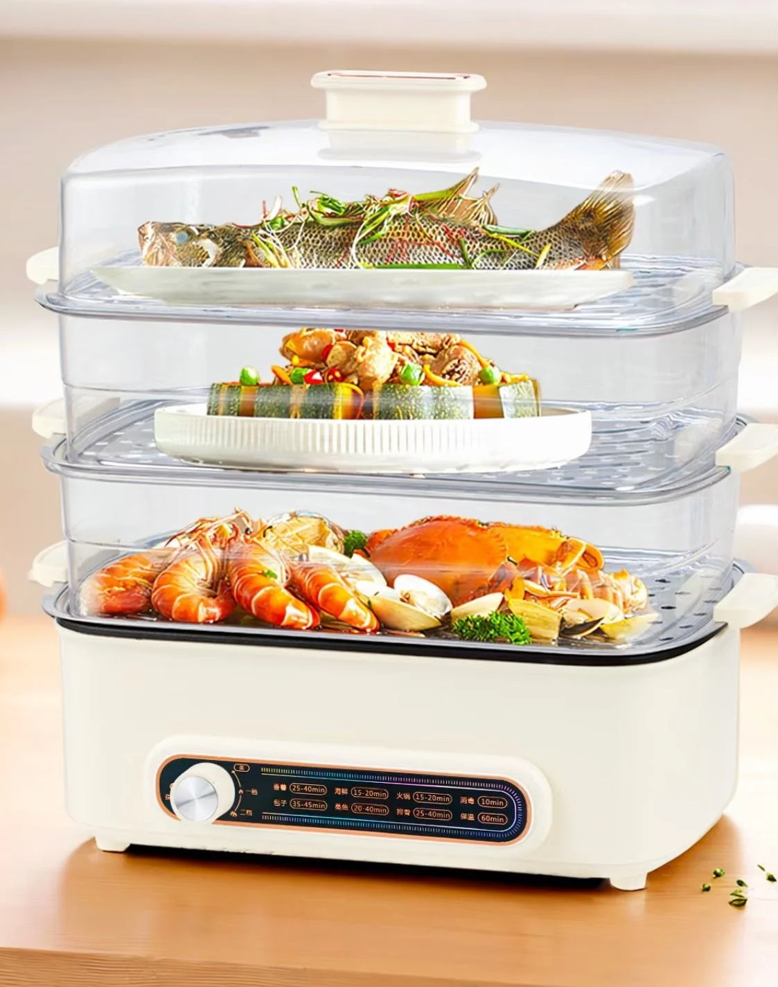 جهاز طهي بالبخار من 3 طبقات: ماكينة إفطار متعددة الطبقات للبيض والخبز والخضروات آمنة ومتينة وموفرة للمساحة