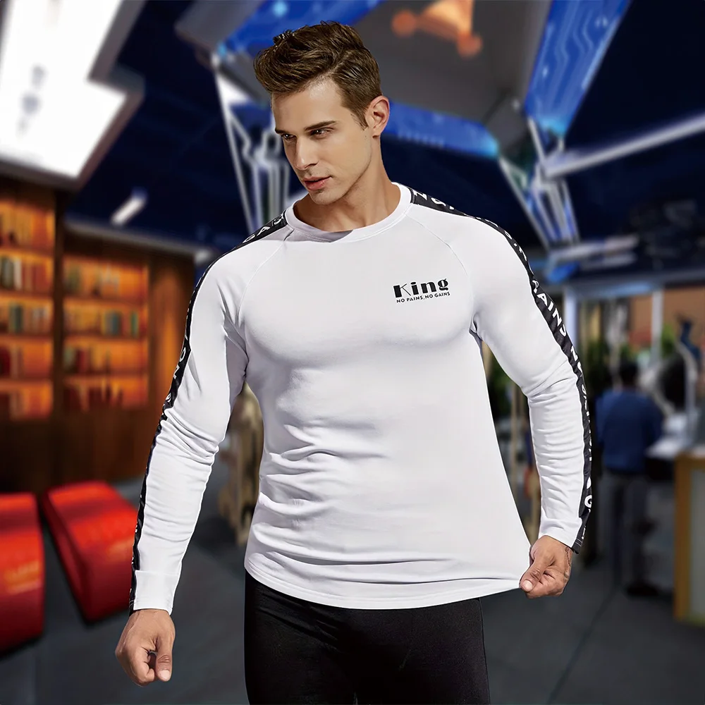 Men\'s Sports T-shirt Long-sleeved Round Neck Compression Top Sports Fitness T-shirt Men\'s Gym Tights Running Shirt