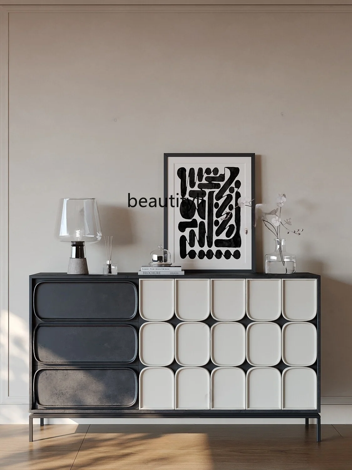 

Paint Entrance Cabinet Nordic Storage Sideboard Cabinet Solid Wood Storage Light Luxury Household Curio Cabinet